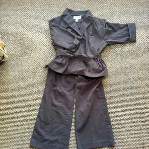 Two Piece Gray Casual Pant Suit